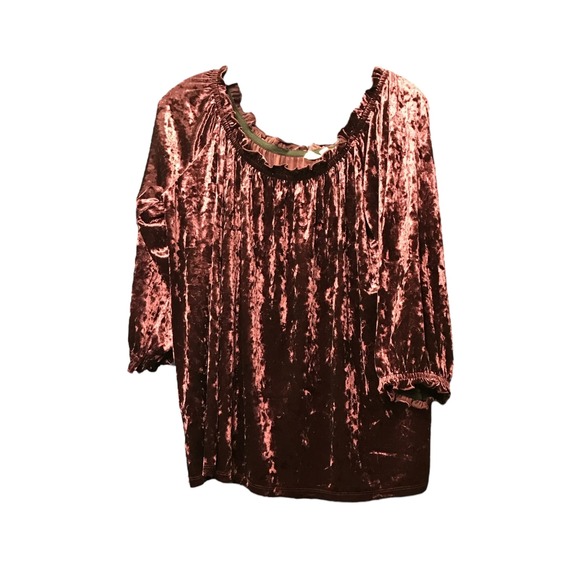 GAP Tops - Gap Purple Velour Scope Neck 3/4 length sleeves Shirt